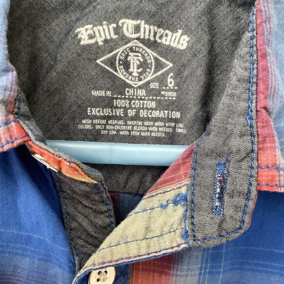 EPIC THREADS PLAID BUTTON DOWN SHIRT 6 - Picture 5 of 5